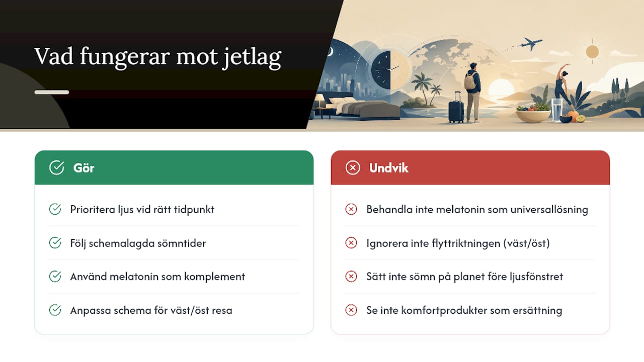 Vad jag tycker faktiskt fungerar mot jetlag — overview diagram