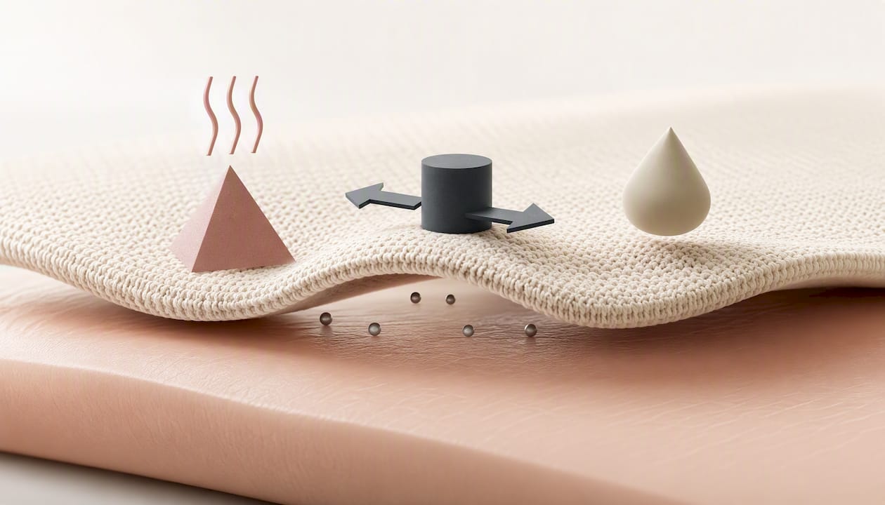 Illustration av textil, hud, värme och fukt