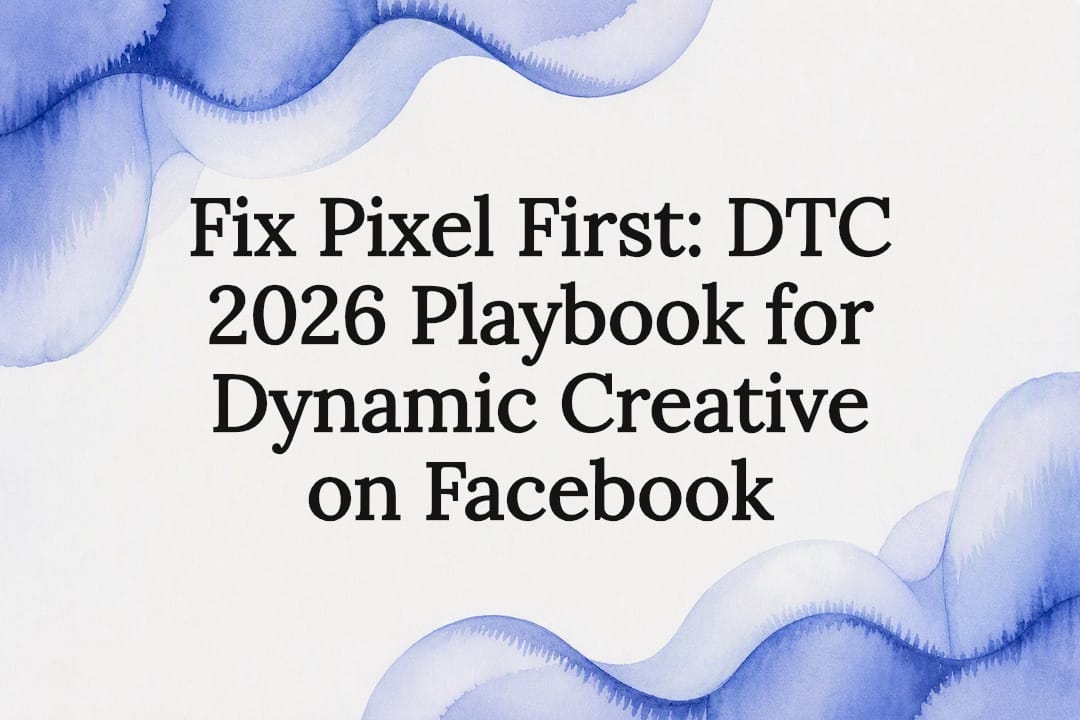 Fix Pixel First: DTC 2026 Playbook for Dynamic Creative on Facebook