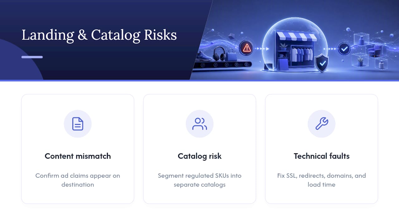 Where Do Landing Pages and Catalogs Cause the Most Enforcement Trouble? — overview diagram