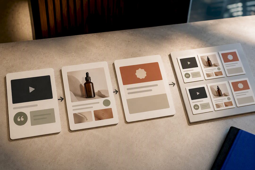 Three ad templates becoming launch-ready variations