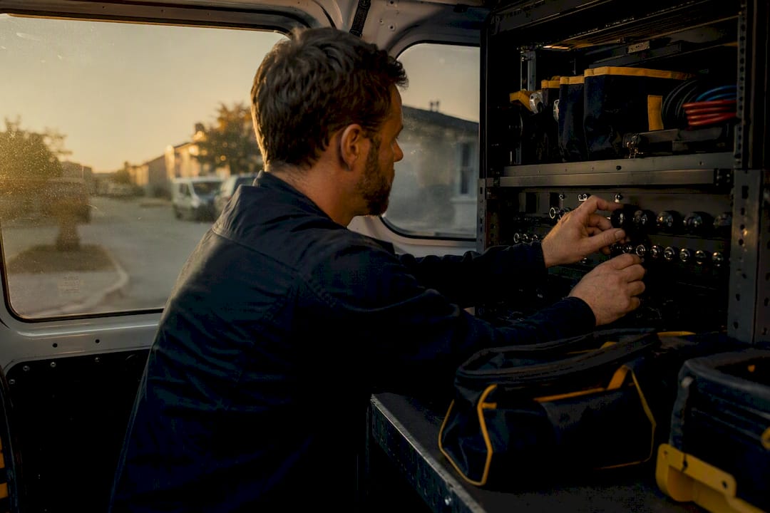 Hands adjusting overhead allocation dials