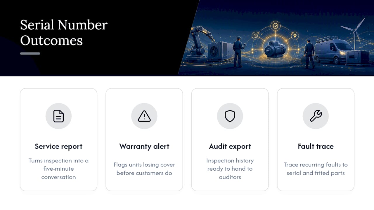 Serial number reporting and compliance outcomes