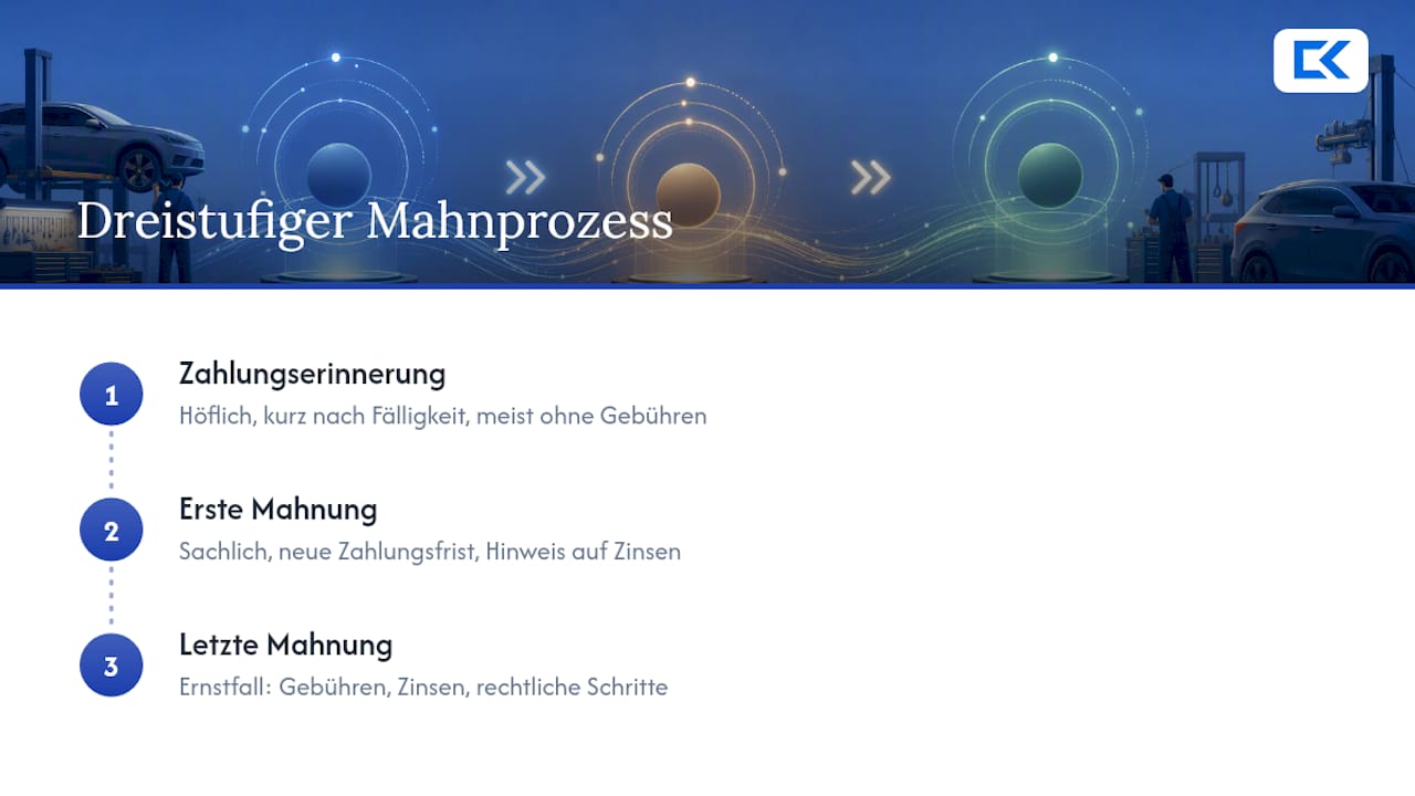 Ablauf der drei Mahnstufen mit Fristen