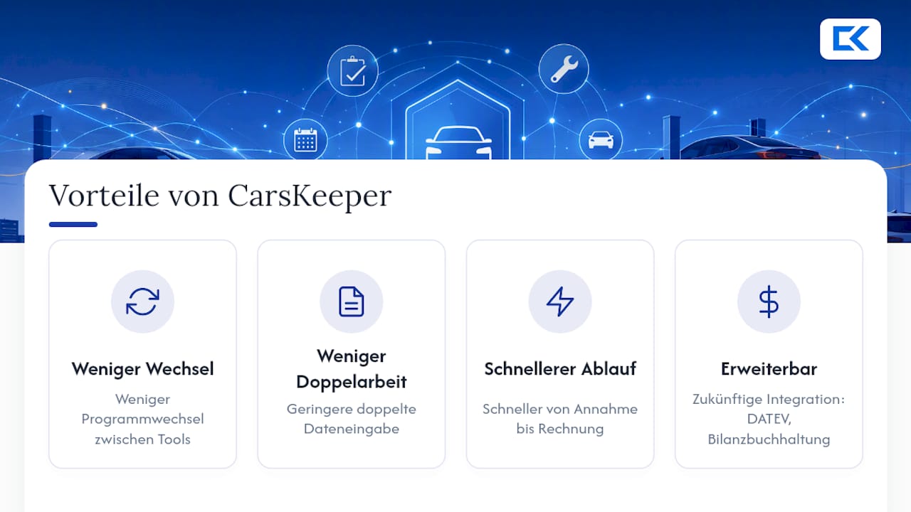 Warum CarsKeeper für Werkstätten eine passende Lösung ist — overview diagram