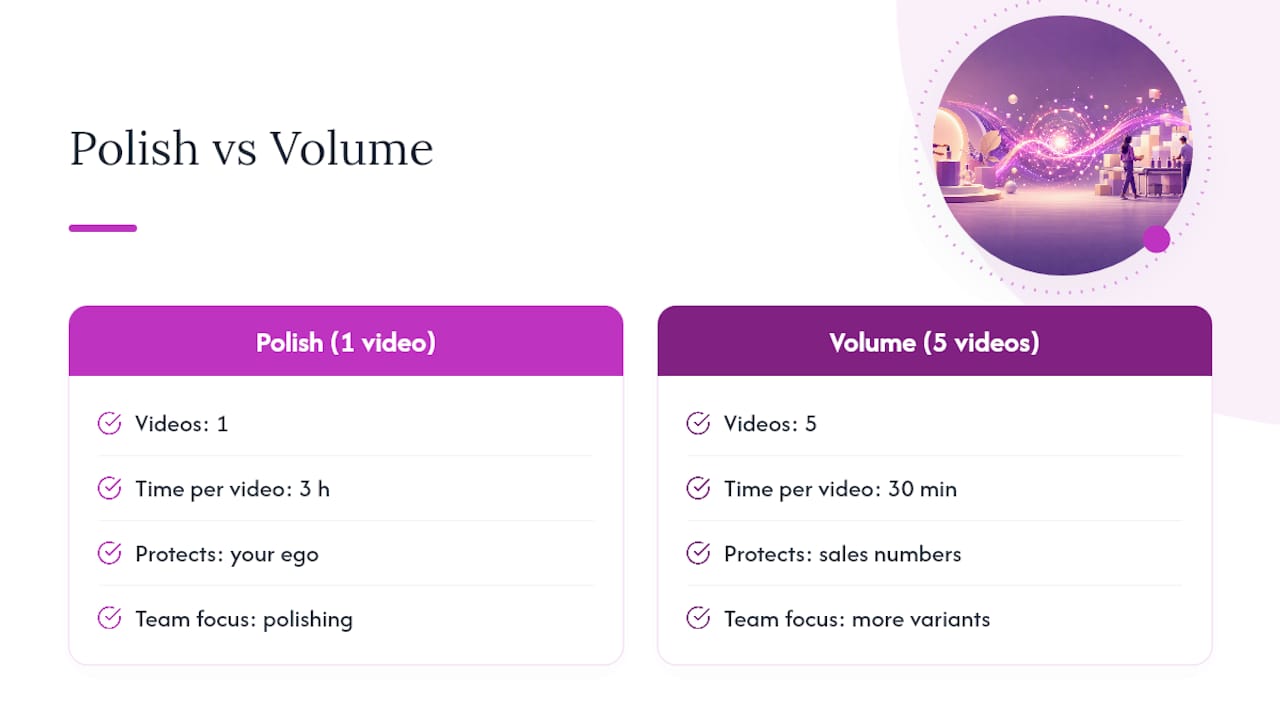 Diagram showing time spent on video production vs sales impact