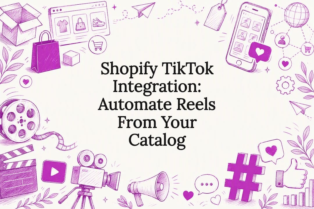 Decorative title card illustration for Shopify TikTok integration article