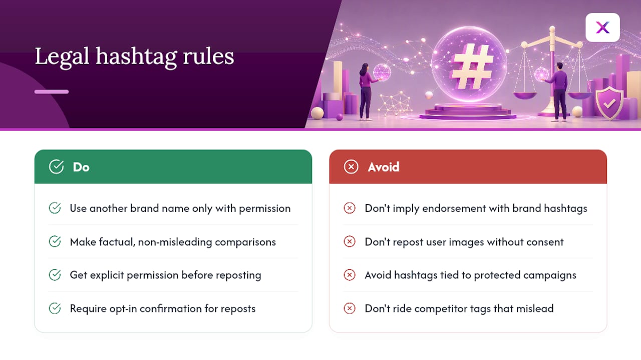 Legal and Copyright Rules for Ecommerce Hashtag Use — overview diagram