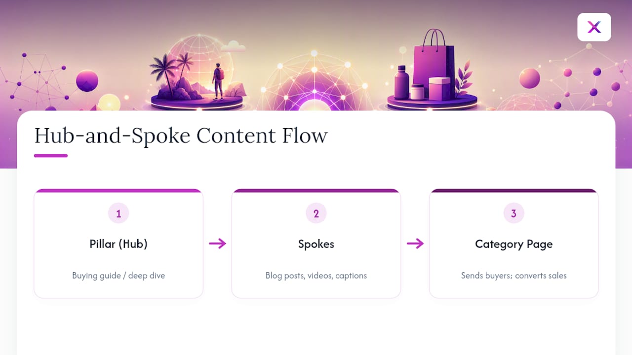 Hub and spoke ecommerce content structure