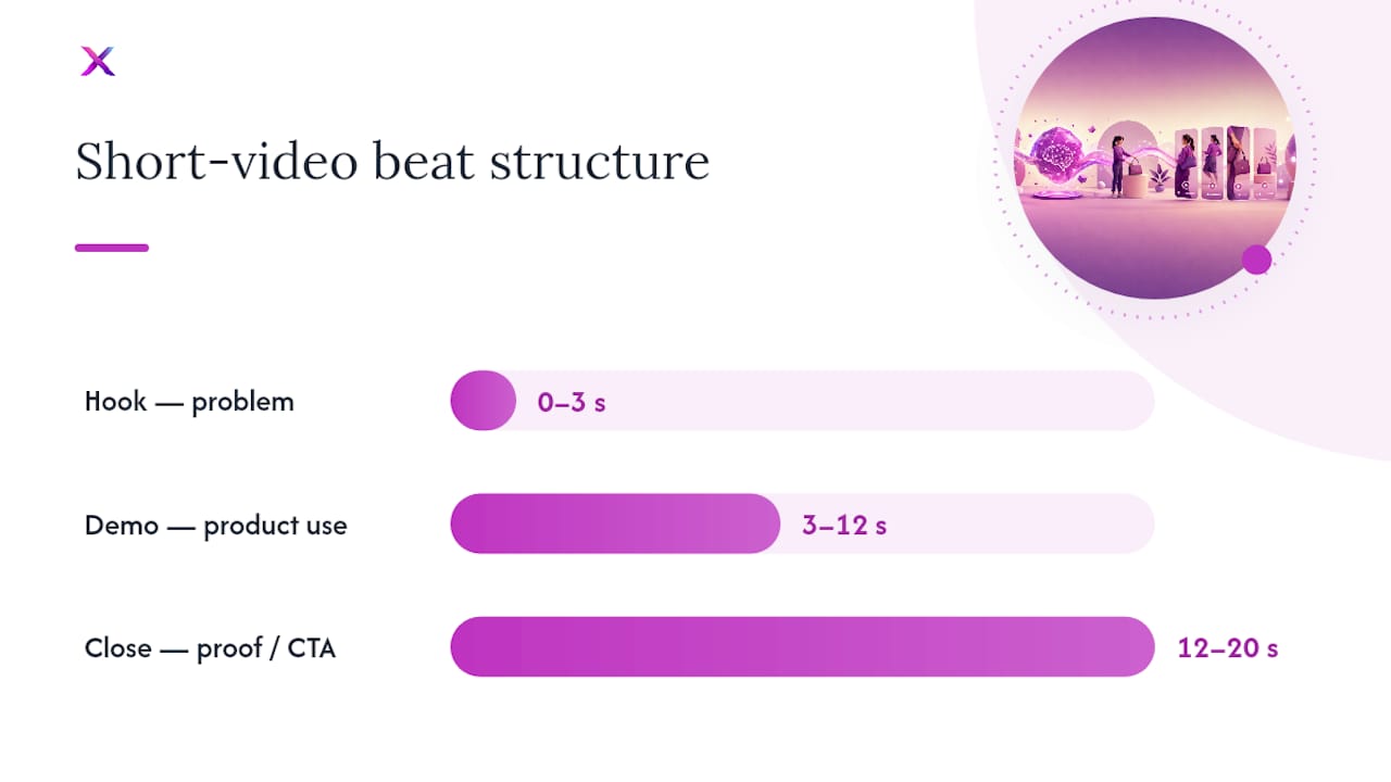 Three-beat UGC video timeline