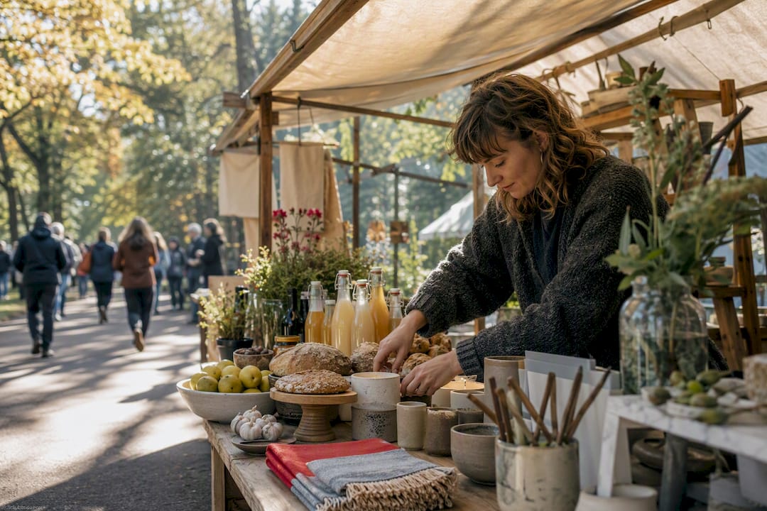 Marktkraam met lokale producten in Amsterdam