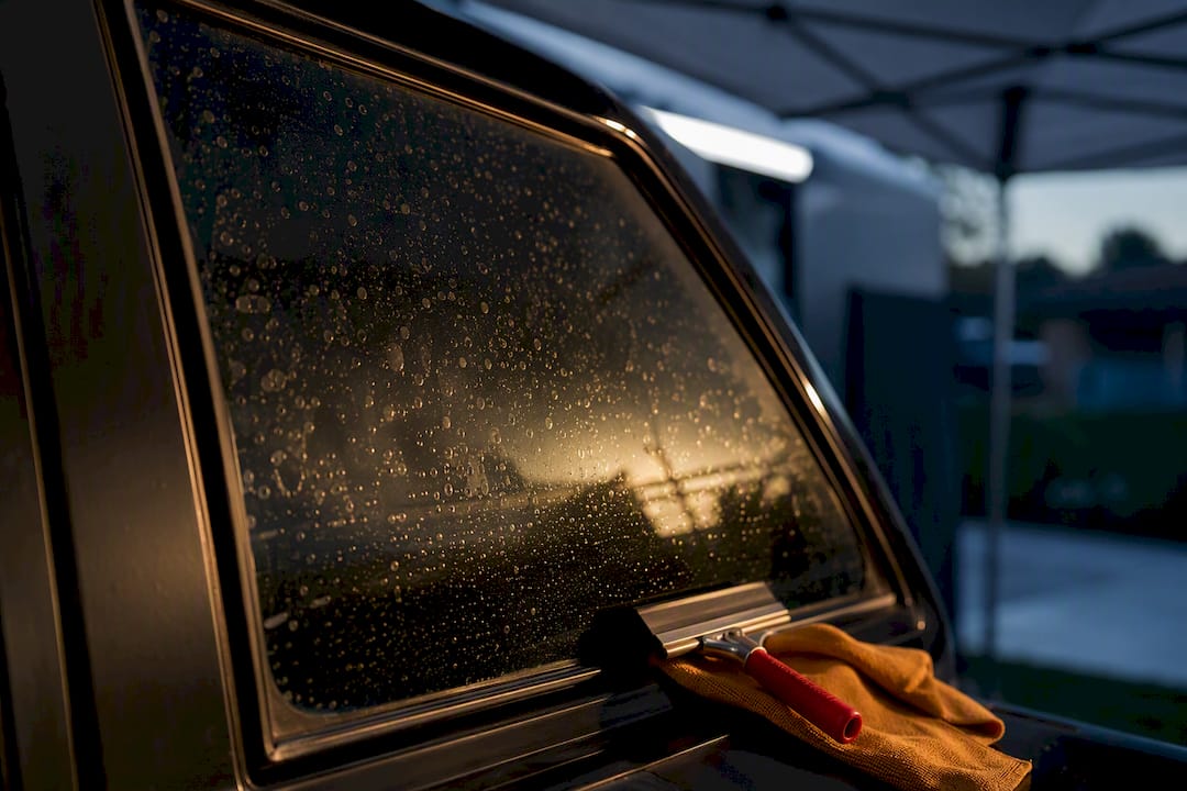 Moisture bubbles beneath newly installed window tint