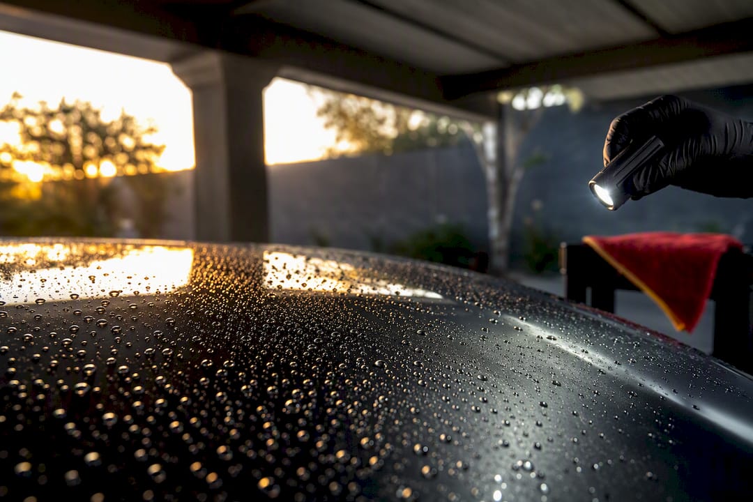 Water beading on ceramic-coated paint