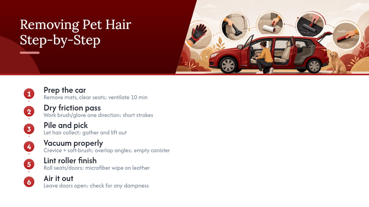 How Do You Remove Pet Hair From a Car Step by Step? — overview diagram