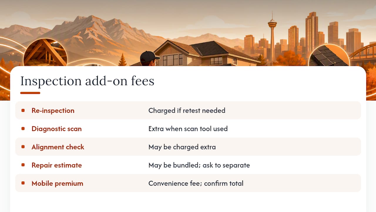 Common vehicle inspection add-on costs