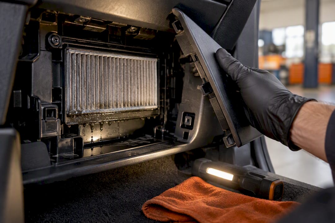 Moisture visible in cabin filter housing