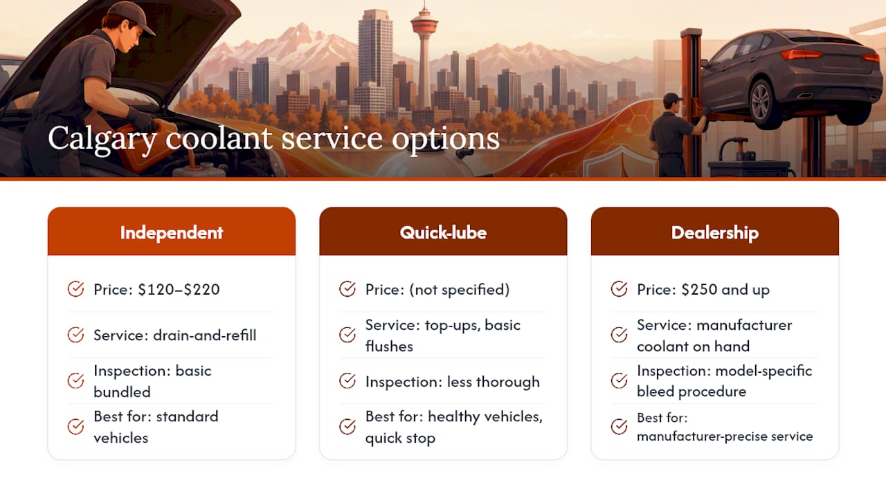 Comparison of Calgary coolant service shop types