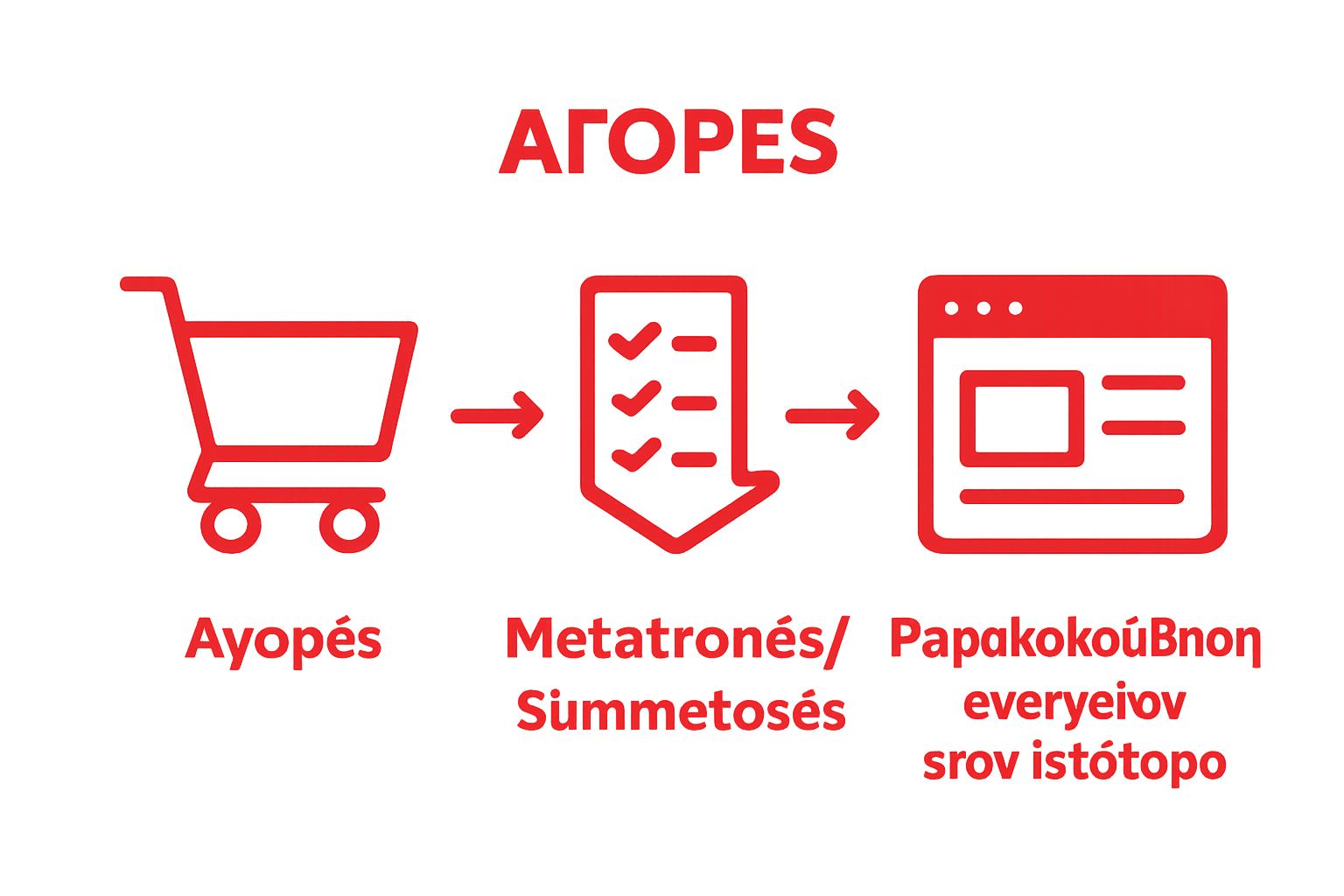 Three simple icons showing purchase, conversion, and user activity