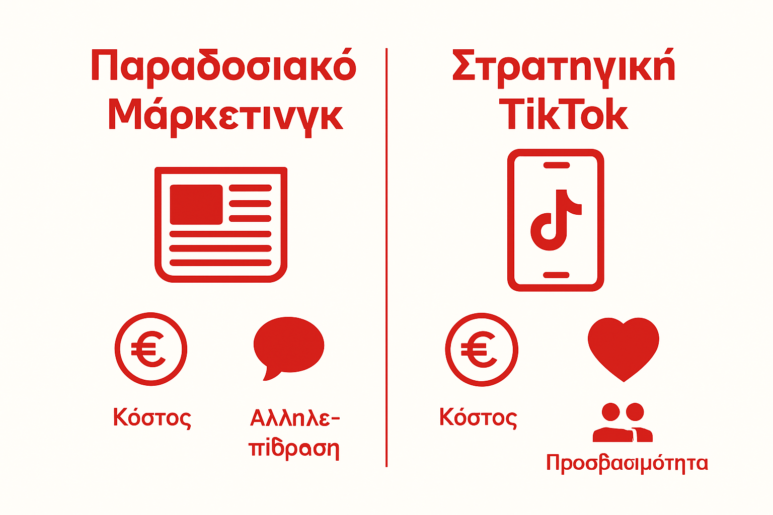 Σύγκριση μεταξύ παραδοσιακού μάρκετινγκ και TikTok στρατηγικής