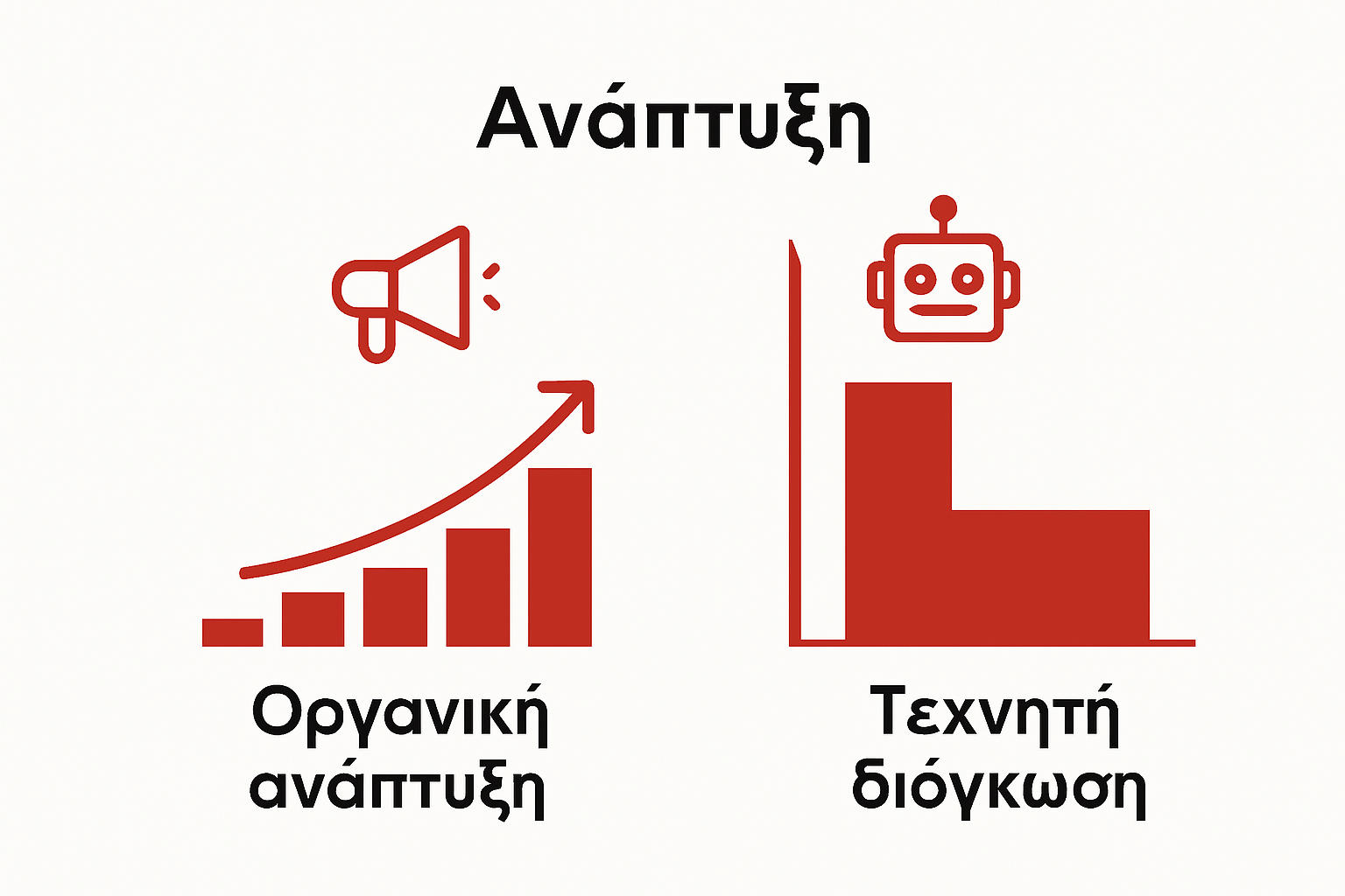 Comparison of organic versus artificial social media growth using icon bars