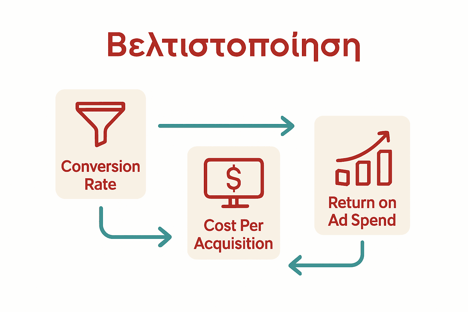 Infographic σύγκρισης Conversion Rate, CPA και ROAS