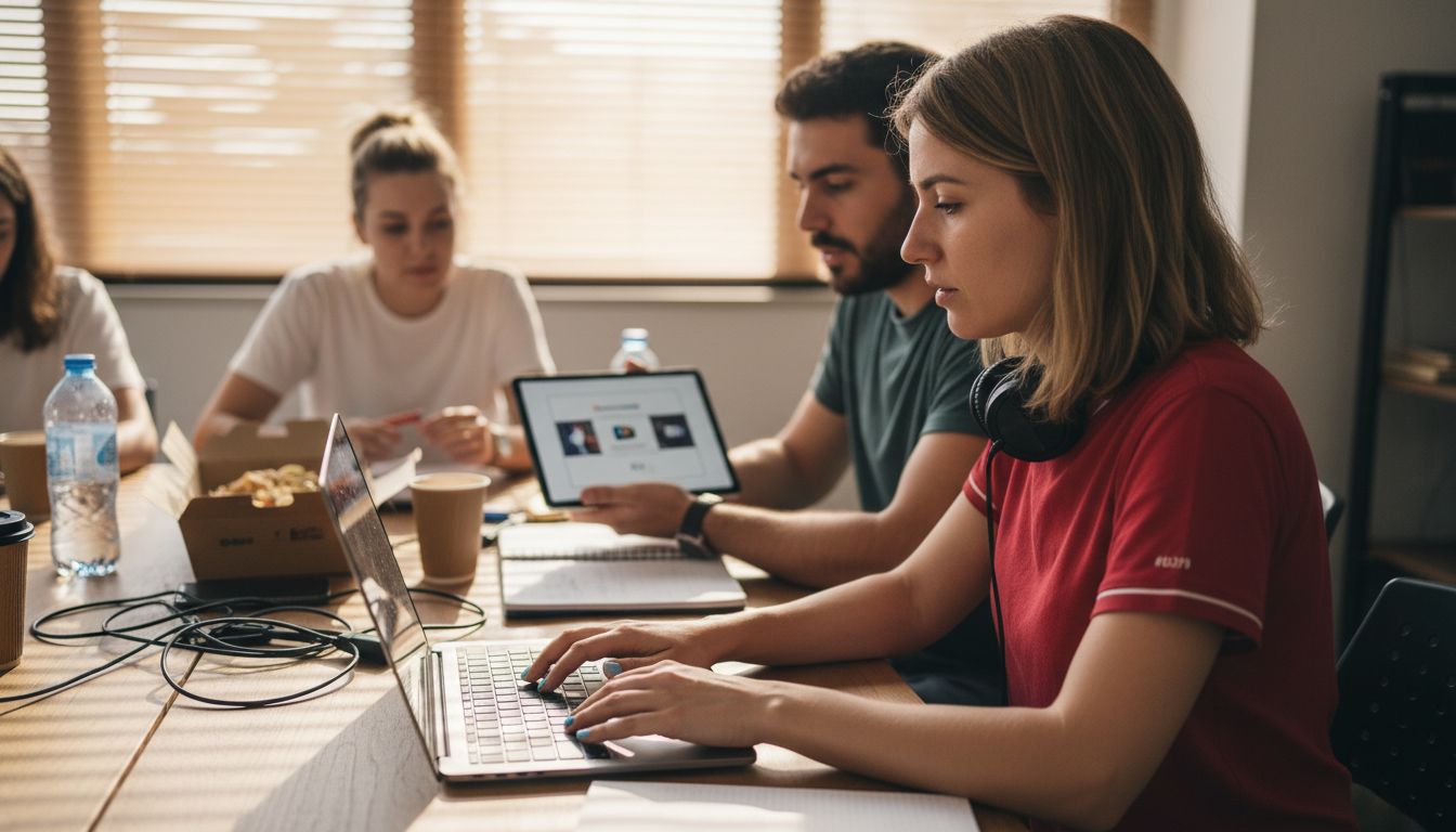 Team collaborating on social ad creation