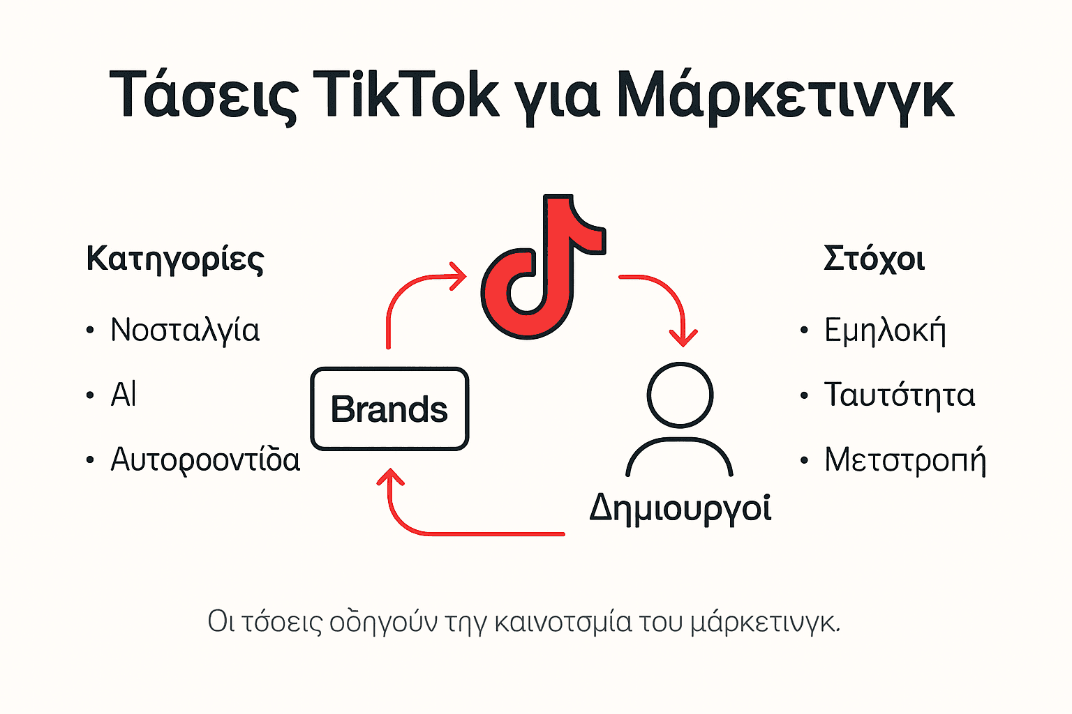Γραφικό με μια συνοπτική παρουσίαση των τάσεων στο μάρκετινγκ του TikTok