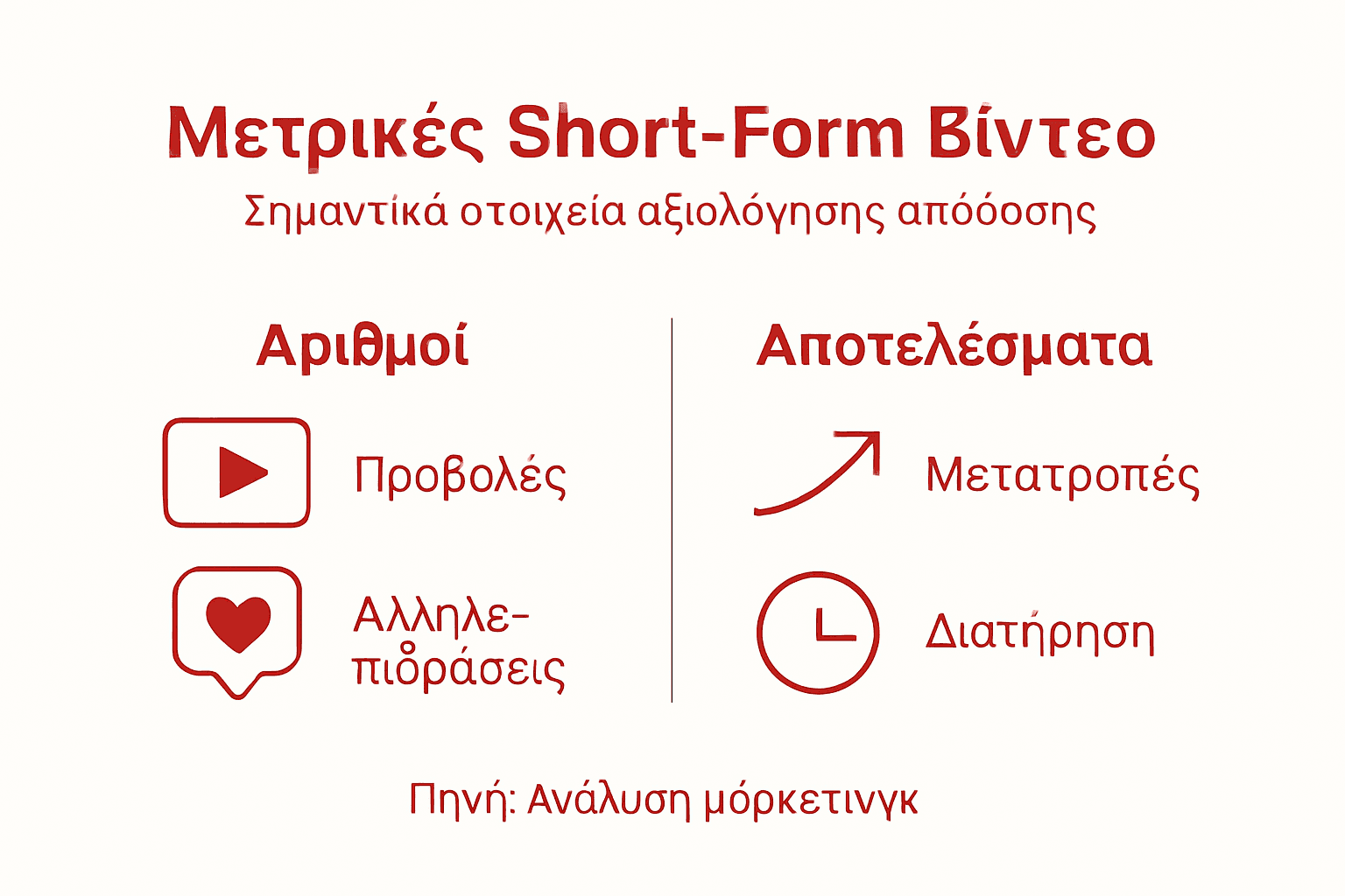 Γραφικό με συνοπτική παρουσίαση των βασικών μετρήσεων για τα σύντομα βίντεο