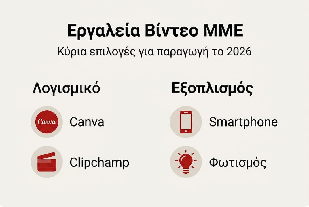 Εικονογραφημένος οδηγός με τα βασικά εργαλεία βίντεο για μικρές και μεσαίες επιχειρήσεις