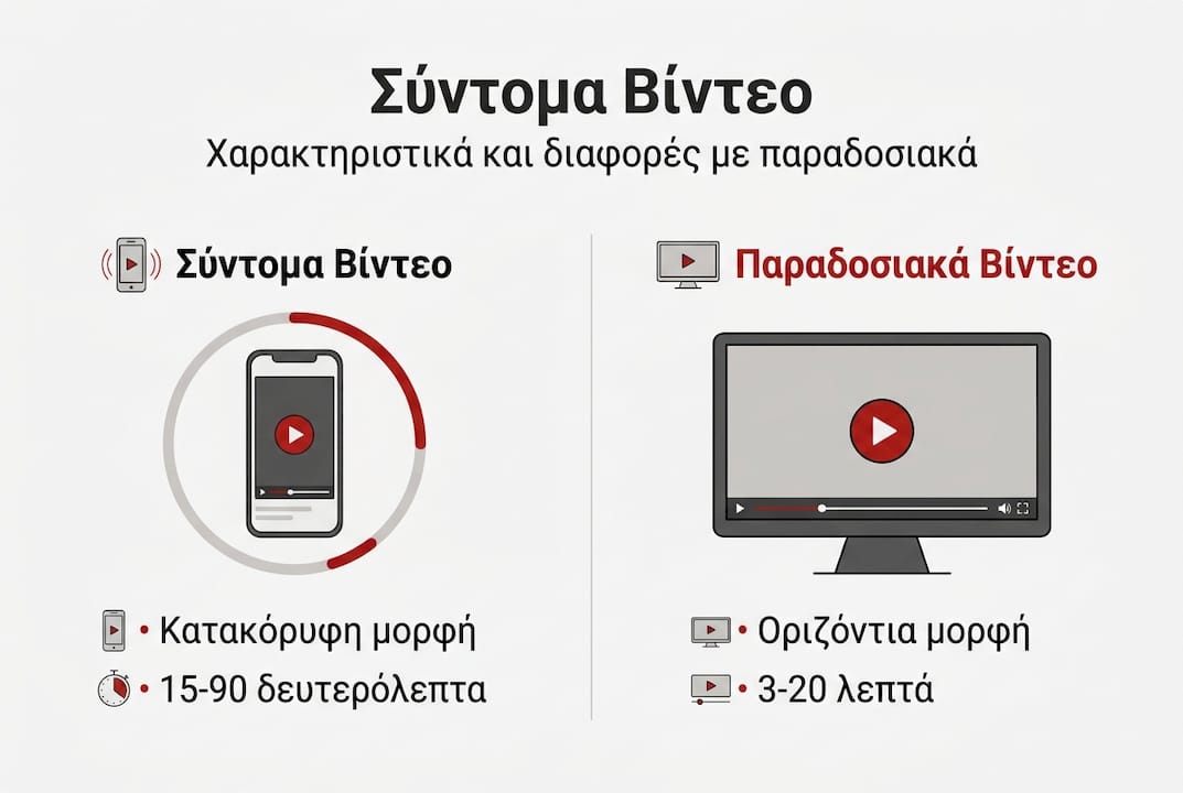 Γραφικό με τα κύρια στοιχεία που χαρακτηρίζουν τα σύντομα βίντεο