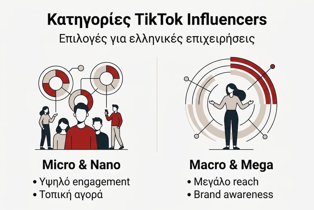 Infographic: Οι βασικοί τύποι TikTok influencers και τα χαρακτηριστικά που τους ξεχωρίζουν