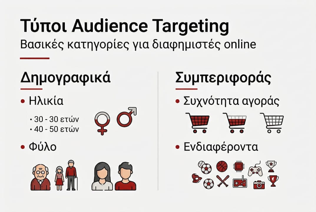 Γραφικό με τους βασικότερους τρόπους στοχευμένης προσέγγισης κοινού