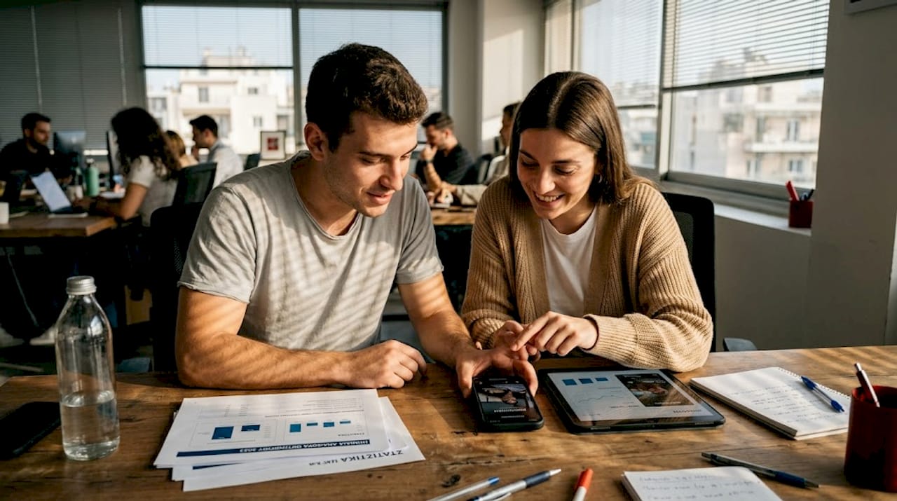 Η ομάδα παρακολουθεί και αξιολογεί σύντομα βίντεο.