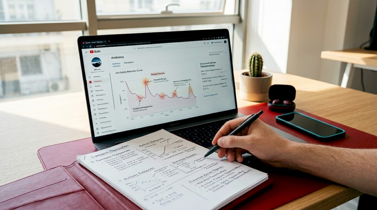 Ένα laptop που προβάλλει στατιστικά σχετικά με το πόσο χρόνο παρακολουθούν οι χρήστες τα βίντεο.