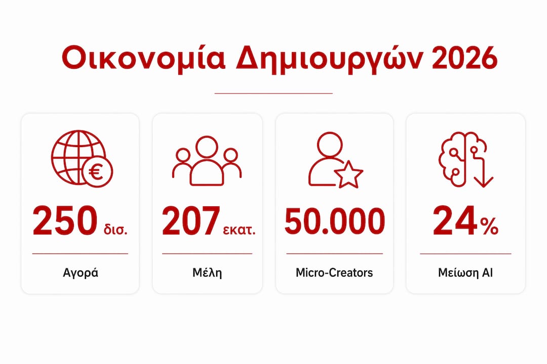 Γραφικό με τα πιο σημαντικά στοιχεία για την οικονομία των δημιουργών στην Ελλάδα