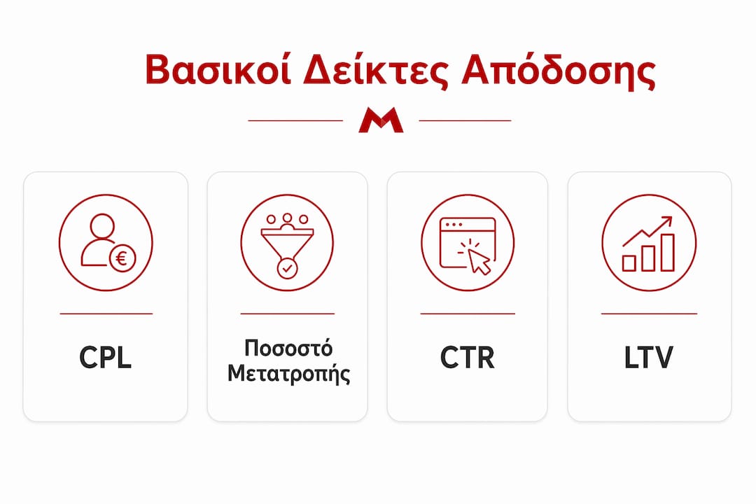 Γραφικό με τα βασικά στατιστικά που δείχνουν την αποτελεσματικότητα της ψηφιακής διαφήμισης