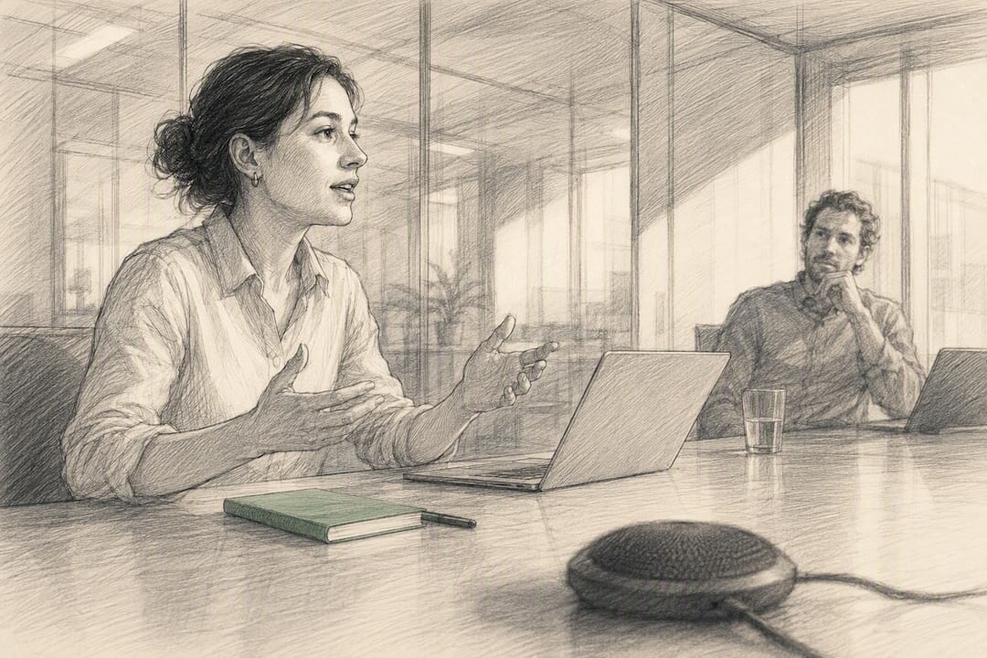 Facilitator speaking during a recorded team meeting