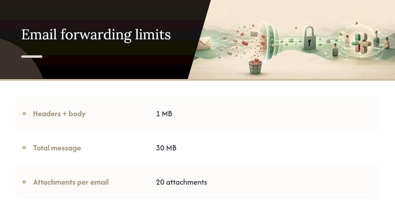 Email forwarding size limits comparison