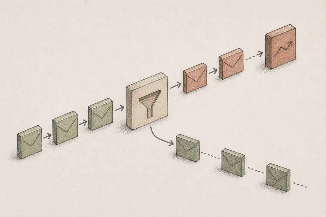 Email automation branching into sales and nurture paths