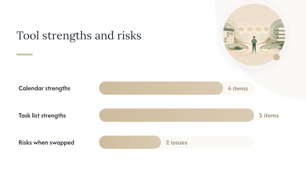 Calendar vs Task List: What Each One Actually Does Best — overview diagram