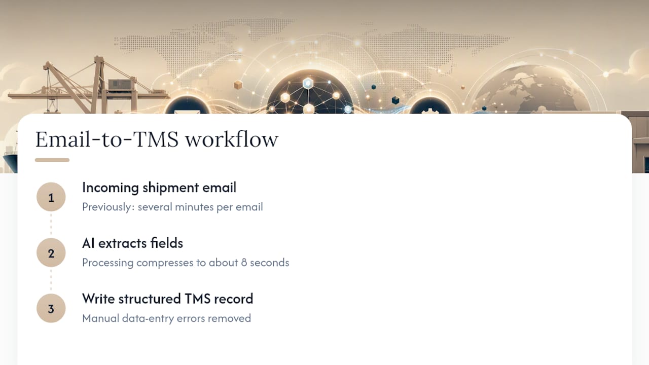 AI workflow from email to TMS record