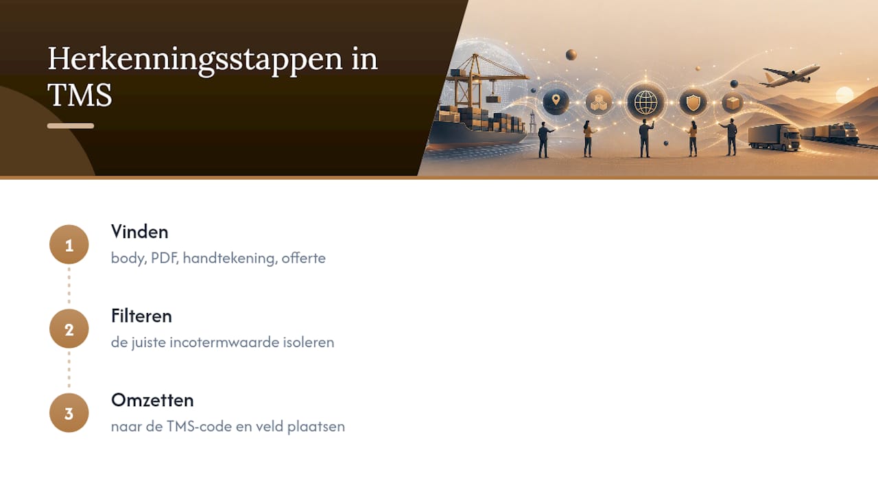 Wat betekent incoterms herkennen precies in een TMS-context? — overview diagram