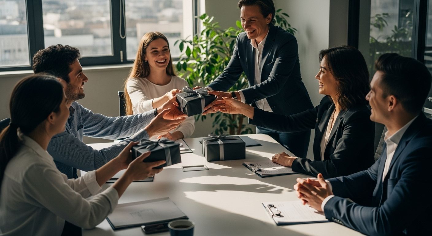 företagspresenter kontorsmiljö teamwork