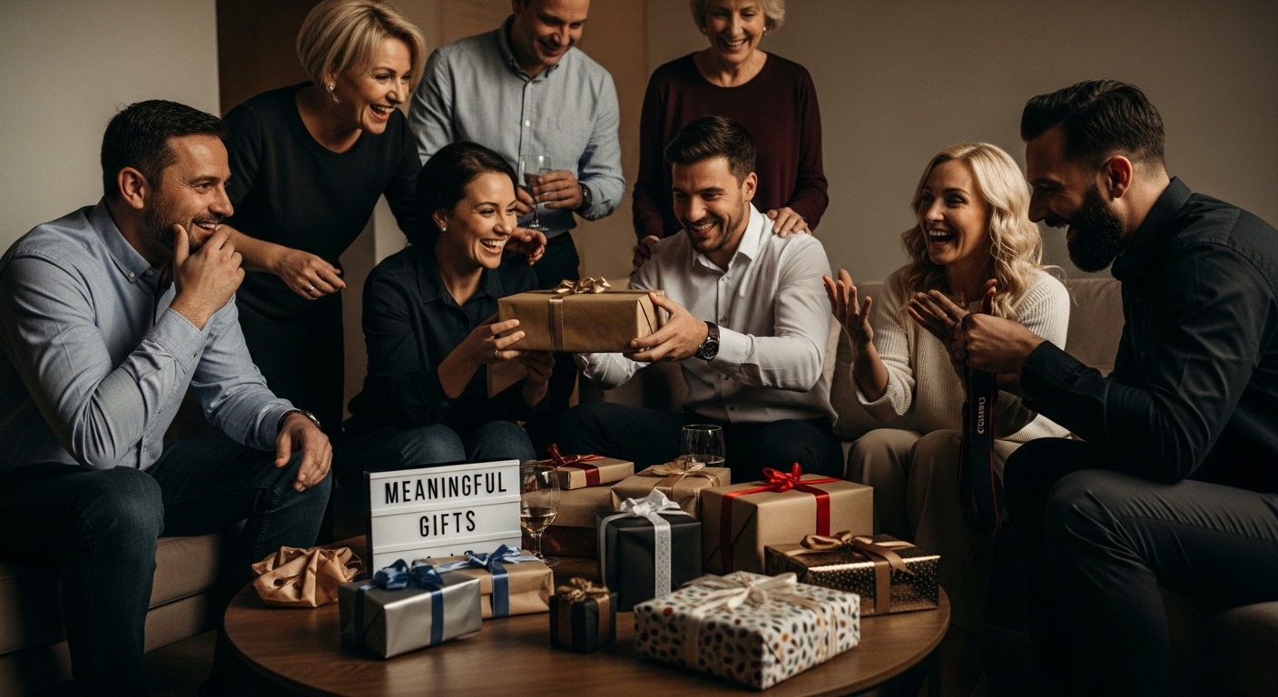 couple opening wedding gifts