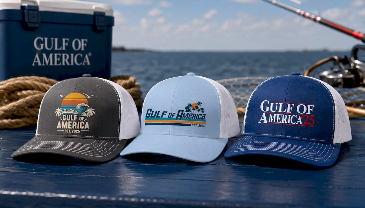 Gulf of America Waves Trucker Men’s Retro Hat – Mesh Back Snapback