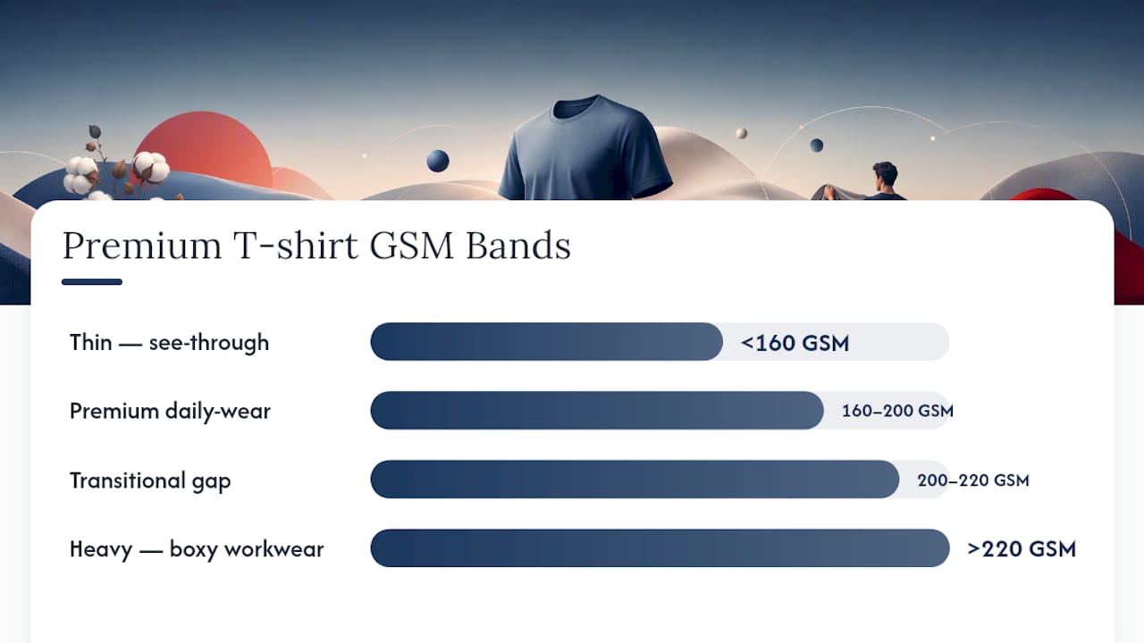 GSM ranges from lightweight to heavyweight tees