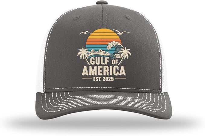 Gulf of America Waves Trucker Men’s Retro Hat – Mesh Back Snapback