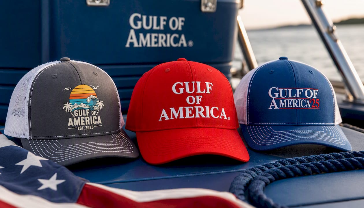 Gulf of America Waves Trucker Men’s Retro Hat – Mesh Back Snapback