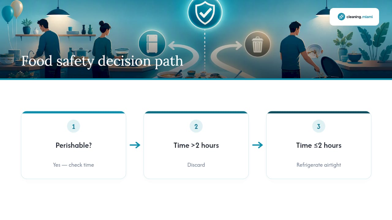 Two-hour leftover food safety decision path