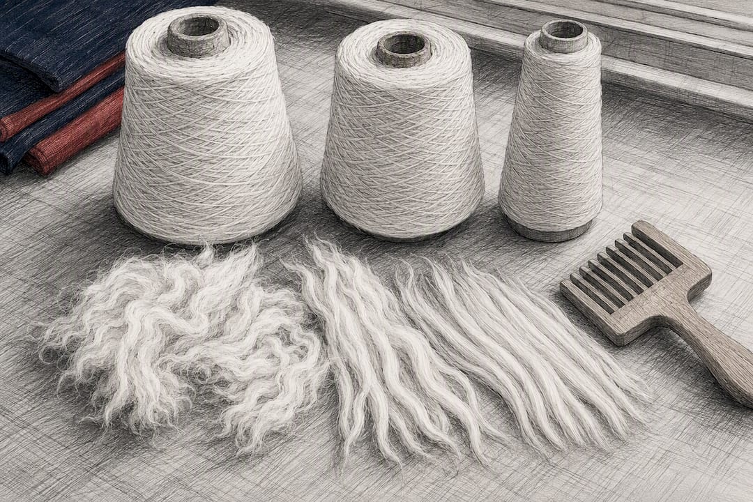 Cotton fibers and yarn showing material quality